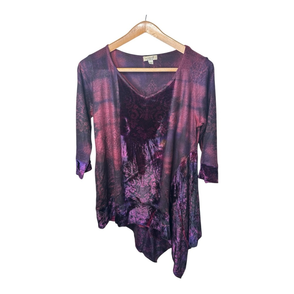 Purple Velvet Asymmetric Hem Tunic Size Large Whimsygoth Renfair Fairy Grunge